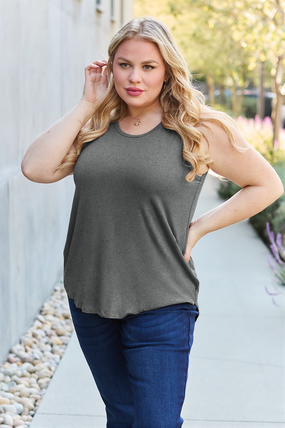 Round Neck Tank - Tank Top - Heather Gray - Bella Bourget