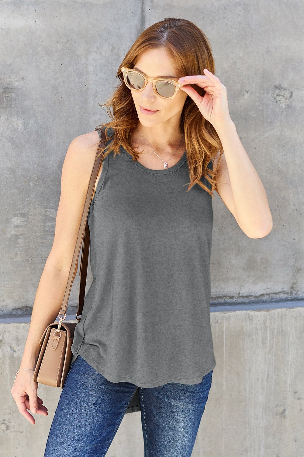 Round Neck Tank - Tank Top - Heather Gray - Bella Bourget