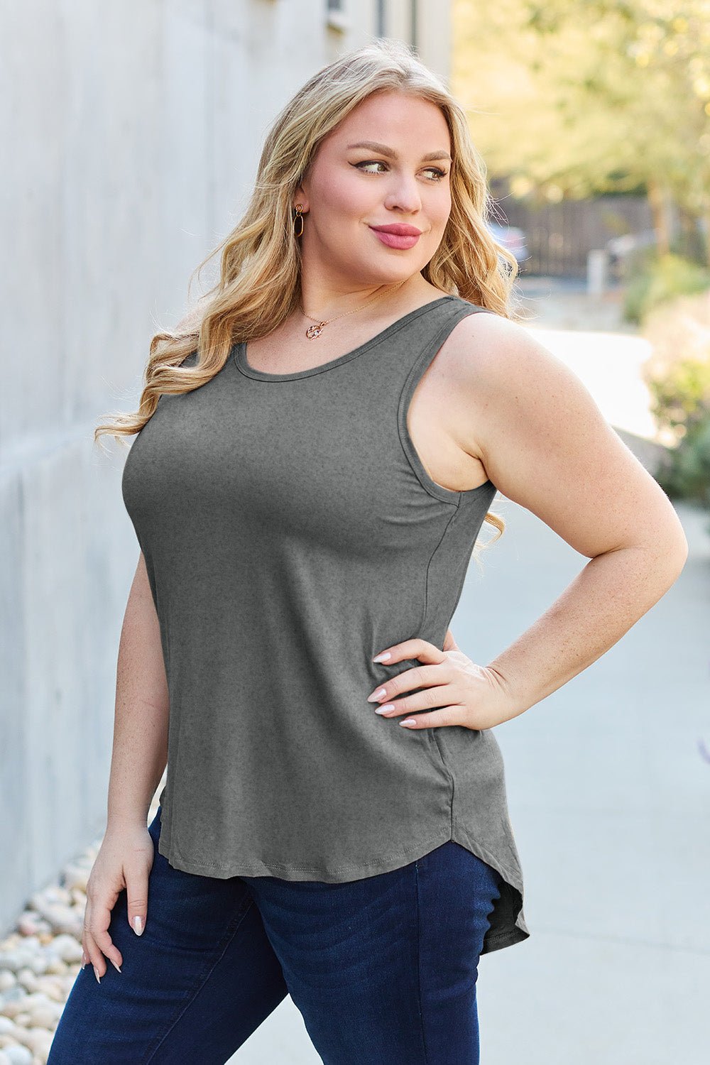 Round Neck Tank - Tank Top - Heather Gray - Bella Bourget