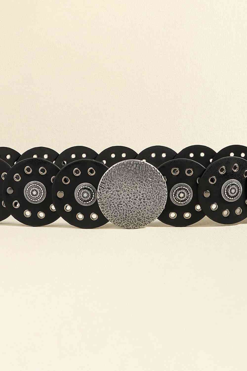 Round Shape PU Leather Belt - belt - Black/Style B - Bella Bourget