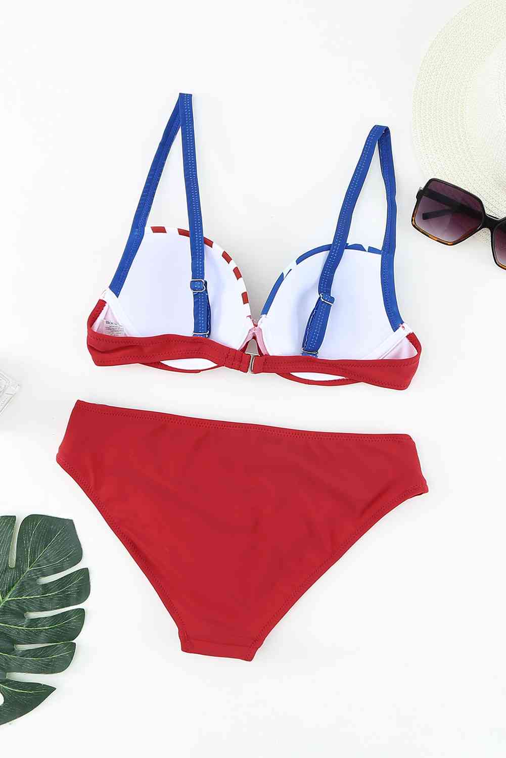 Ruched Bikini Set - Two - Piece Swimsuit - Red/Blue - Bella Bourget