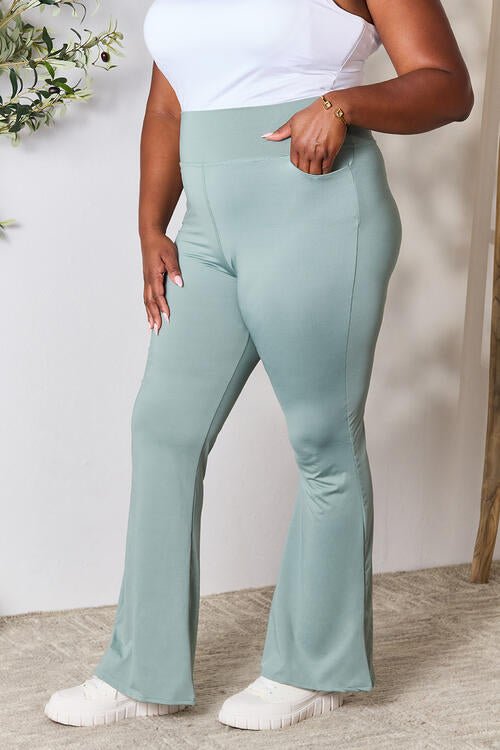Sage Heimish Full Size Wide Waistband Sports Pants - Athletic Leggings - Sage - Bella Bourget