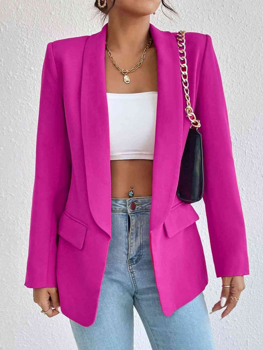 Shawl Collar Long Sleeve Blazer - Blazer - Hot Pink - Bella Bourget