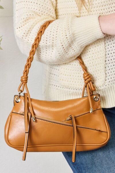 SHOMICO Braided Strap Shoulder Bag - bag - TAN - Bella Bourget