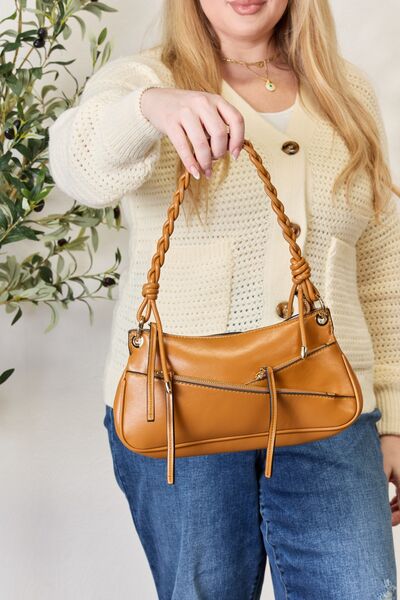 SHOMICO Braided Strap Shoulder Bag - bag - TAN - Bella Bourget