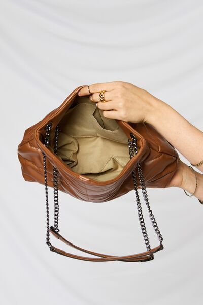 SHOMICO PU Leather Chain Handbag - bag - TAN - Bella Bourget