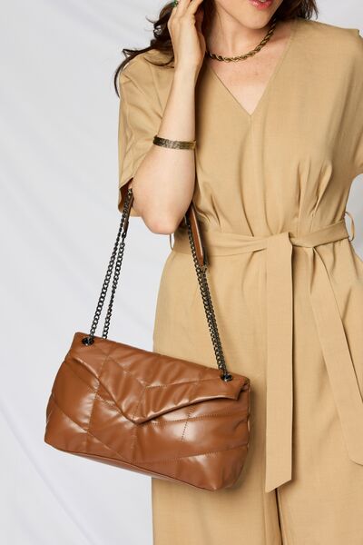 SHOMICO PU Leather Chain Handbag - bag - TAN - Bella Bourget