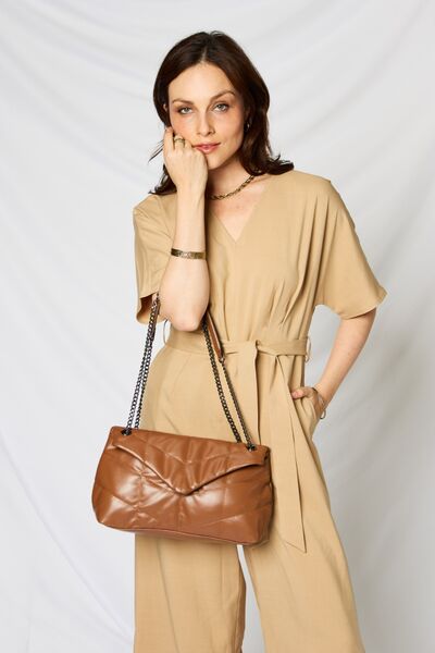 SHOMICO PU Leather Chain Handbag - bag - TAN - Bella Bourget