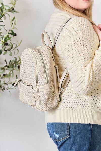 SHOMICO PU Leather Woven Backpack - bag - BEIGE - Bella Bourget