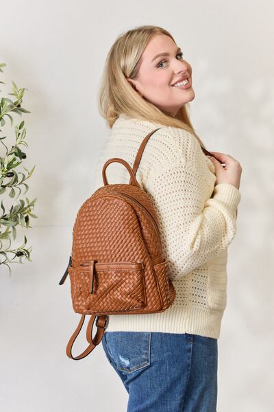 SHOMICO PU Leather Woven Backpack - bag - TAN - Bella Bourget