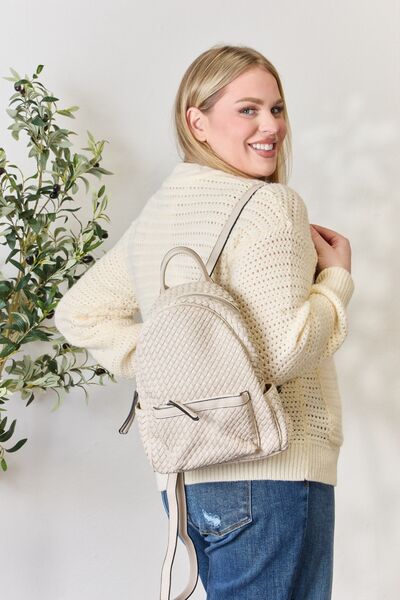 SHOMICO PU Leather Woven Backpack - bag - BEIGE - Bella Bourget