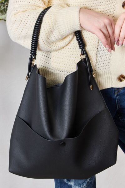 SHOMICO Vegan Leather Handbag with Pouch - bag - BLACK - Bella Bourget