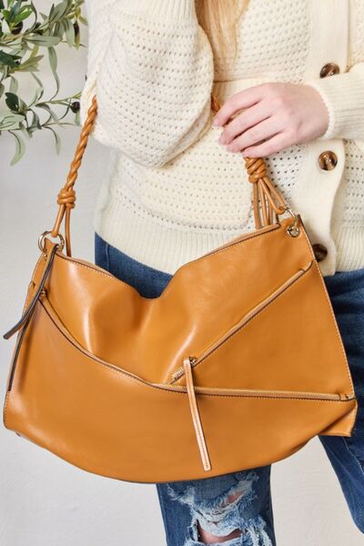 SHOMICO Zipper Detail Shoulder Bag with Pouch - bag - TAN - Bella Bourget