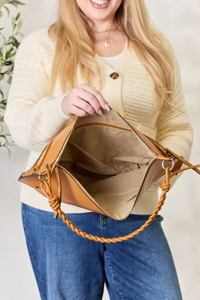 SHOMICO Zipper Detail Shoulder Bag with Pouch - bag - TAN - Bella Bourget