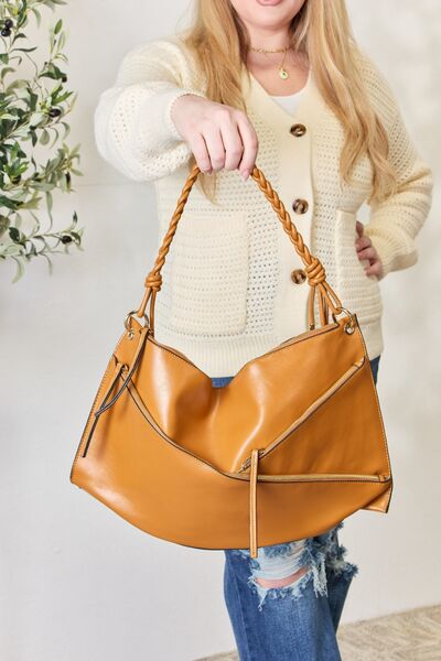 SHOMICO Zipper Detail Shoulder Bag with Pouch - bag - TAN - Bella Bourget