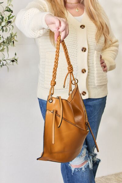 SHOMICO Zipper Detail Shoulder Bag with Pouch - bag - TAN - Bella Bourget