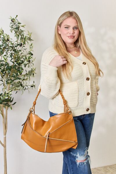 SHOMICO Zipper Detail Shoulder Bag with Pouch - bag - TAN - Bella Bourget