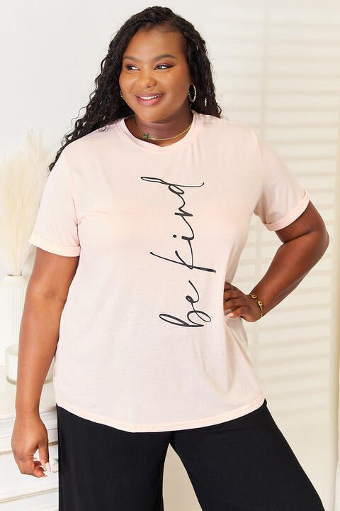 Simply Love BE KIND Graphic Round Neck T - Shirt - T - Shirt - Peach - Bella Bourget