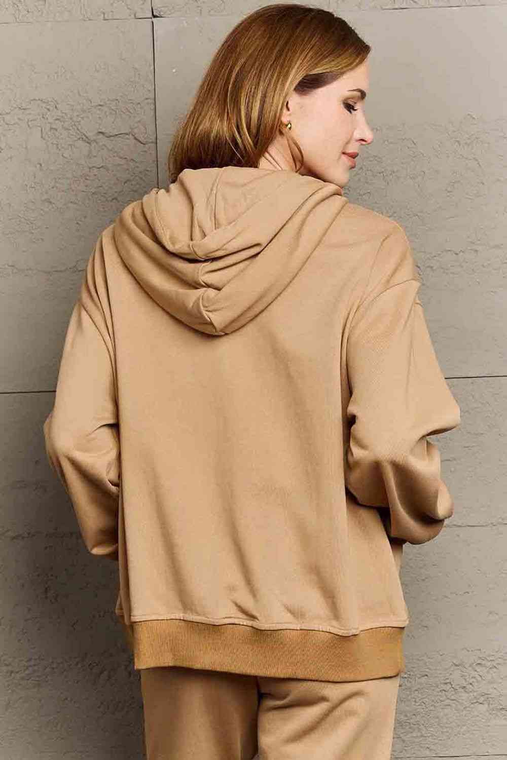 Simply Love Full Size Butterfly Graphic Hoodie - Full Size Hoodie - Taupe - Bella Bourget