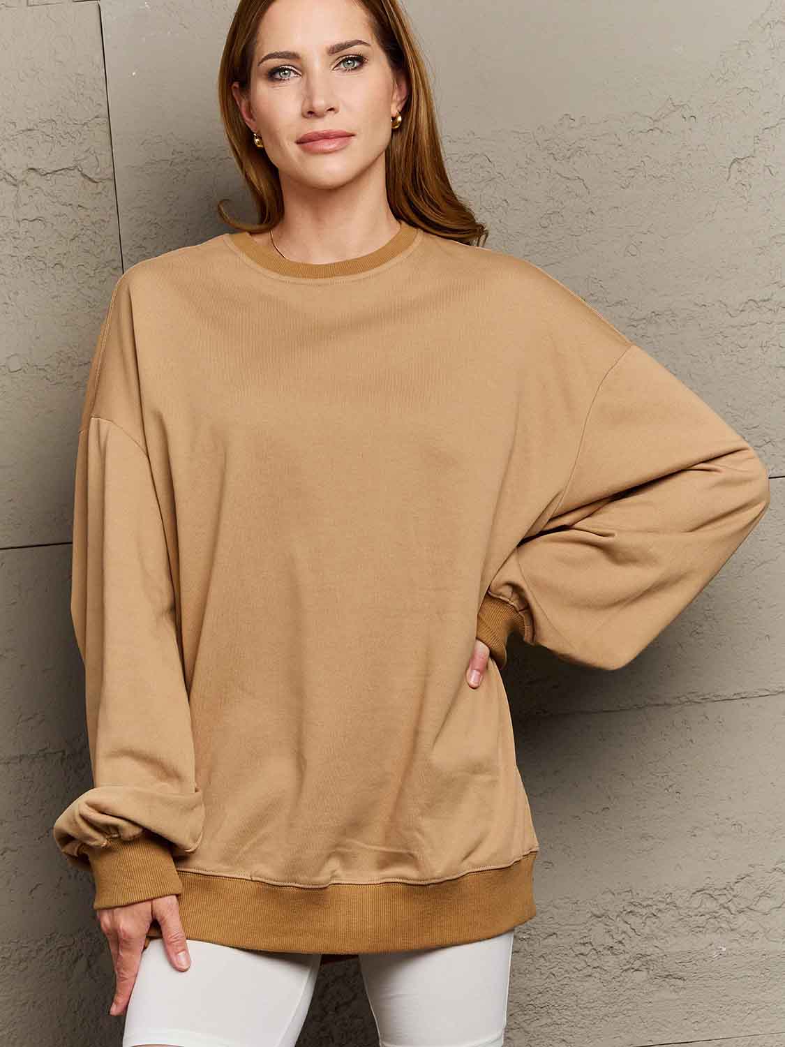 Simply Love Full Size Dropped Shoulder Sweatshirt - Sweatshirt - Misty Blue - Bella Bourget