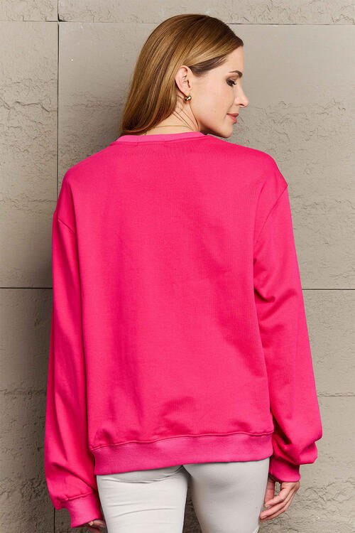 Simply Love Full Size TOUCHDOWN Long Sleeve Sweatshirt - Full Size Sweatshirt - Deep Rose - Bella Bourget