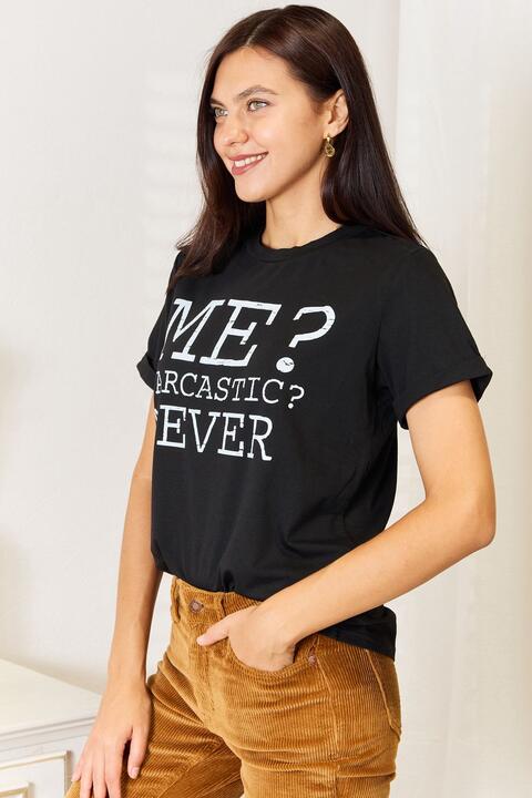 Simply Love Letter Graphic Round Neck T - Shirt - TikTok - Black - Bella Bourget