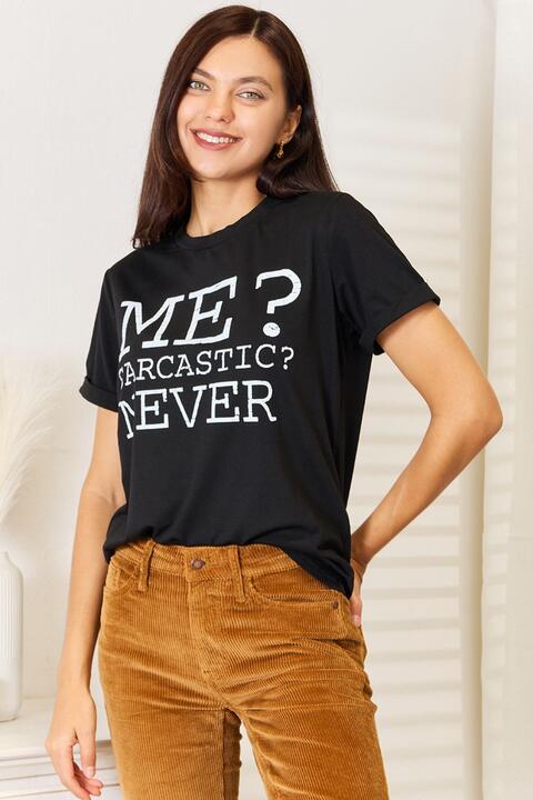 Simply Love Letter Graphic Round Neck T - Shirt - TikTok - Black - Bella Bourget