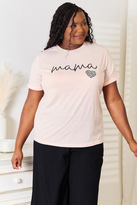 Simply Love MAMA Heart Graphic T - Shirt - TikTok - Dusty Pink - Bella Bourget