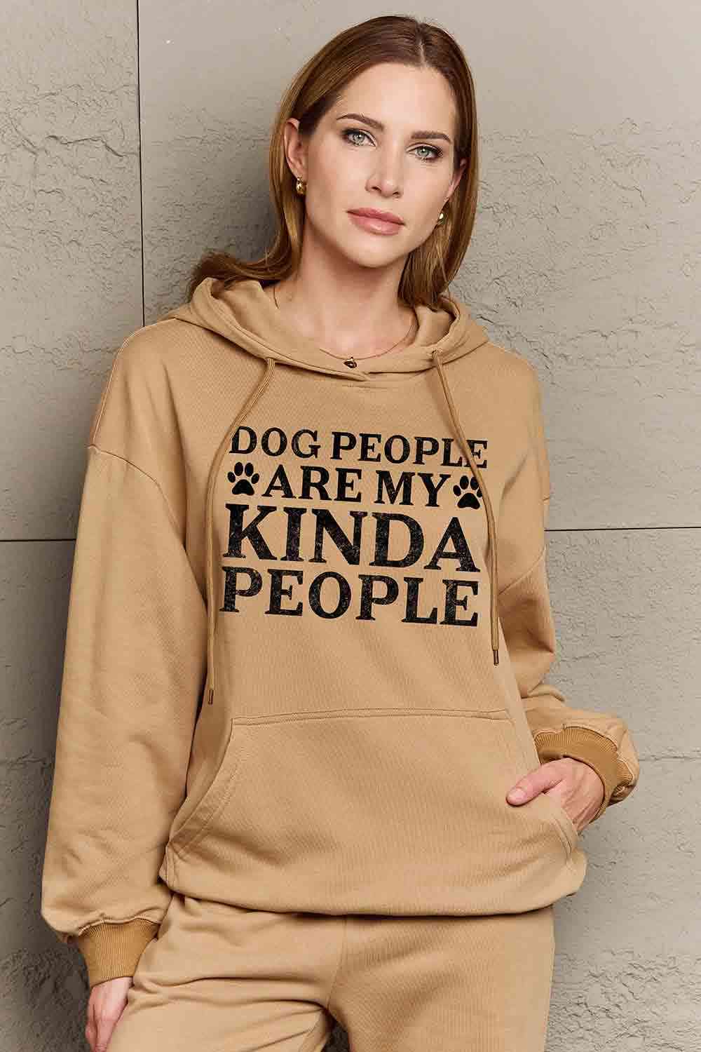 Simply Love Simply Love Full Size Dog Paw Slogan Graphic Hoodie - Full Size Hoodie - Taupe - Bella Bourget