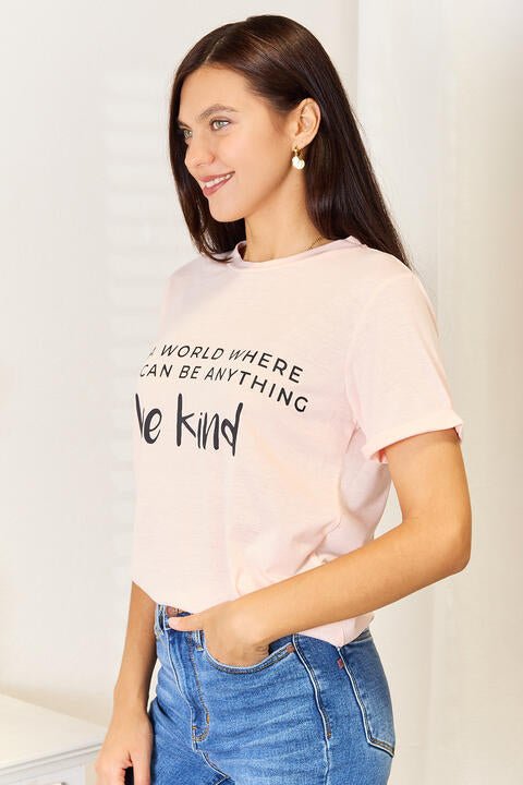 Simply Love Slogan Graphic Cuffed T - Shirt - TikTok - Blush Pink - Bella Bourget