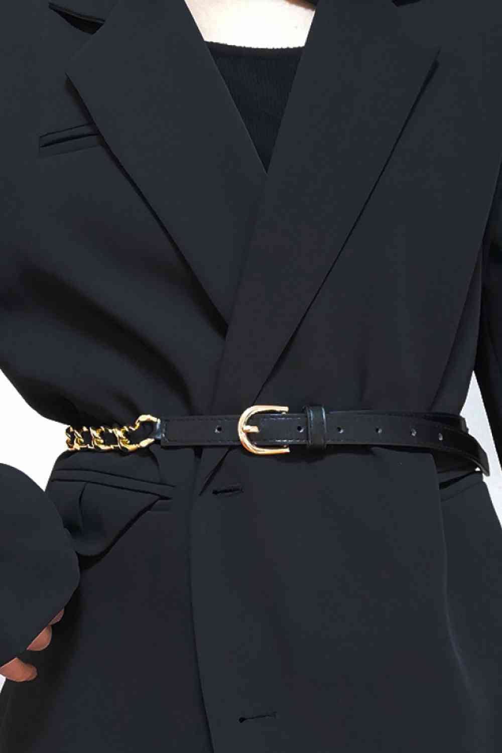 Skinny Chain Belt - belt - Black - Bella Bourget