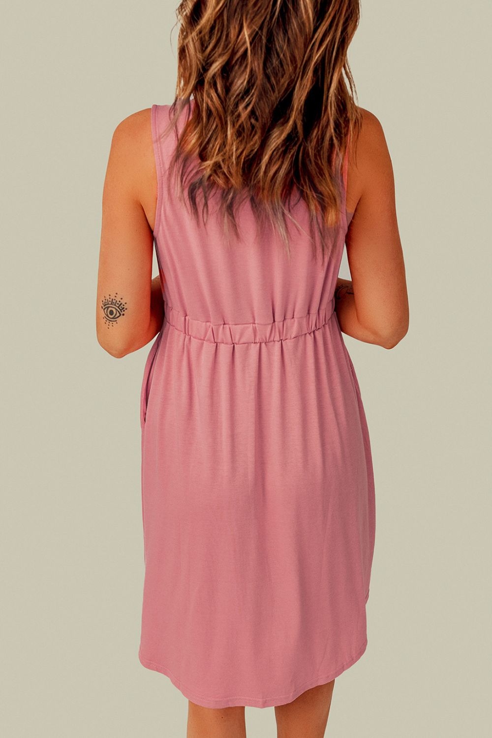 Sleeveless Button Down Mini Dress - Dress - Pink - Bella Bourget