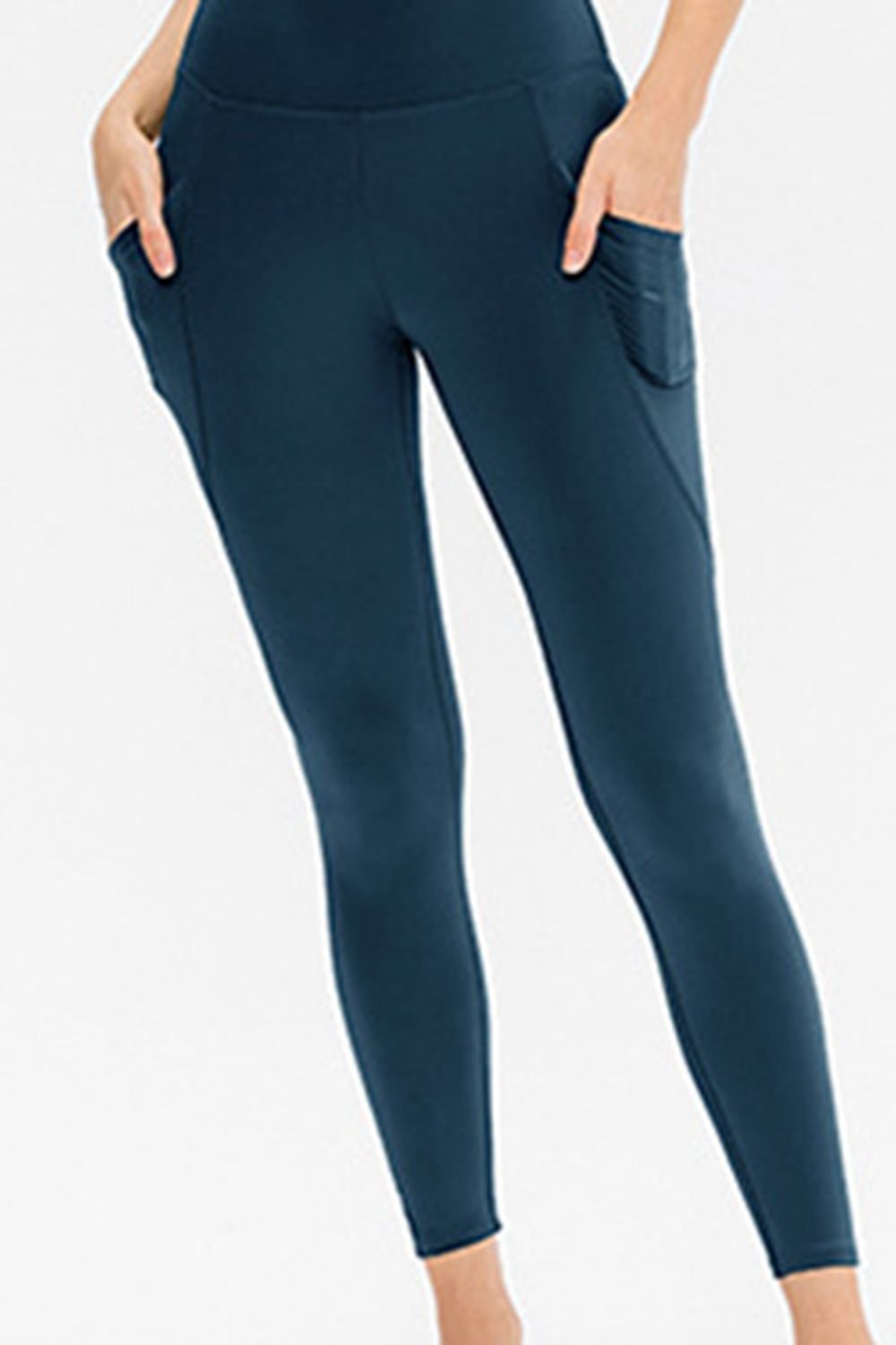 Slim Fit Long Active Leggings with Pockets - Active Bottoms - Deep Teal - Bella Bourget