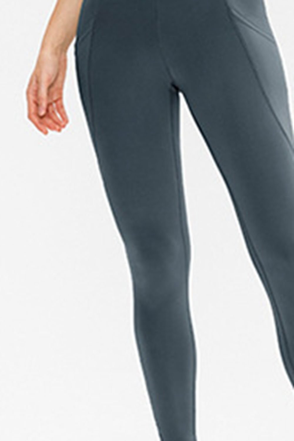 Slim Fit Long Active Leggings with Pockets - Active Bottoms - Charcoal - Bella Bourget