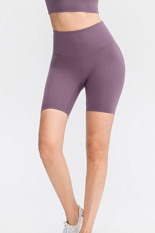 Slim Fit Wide Waistband Athletic Shorts - Active Bottoms - Dusty Purple - Bella Bourget