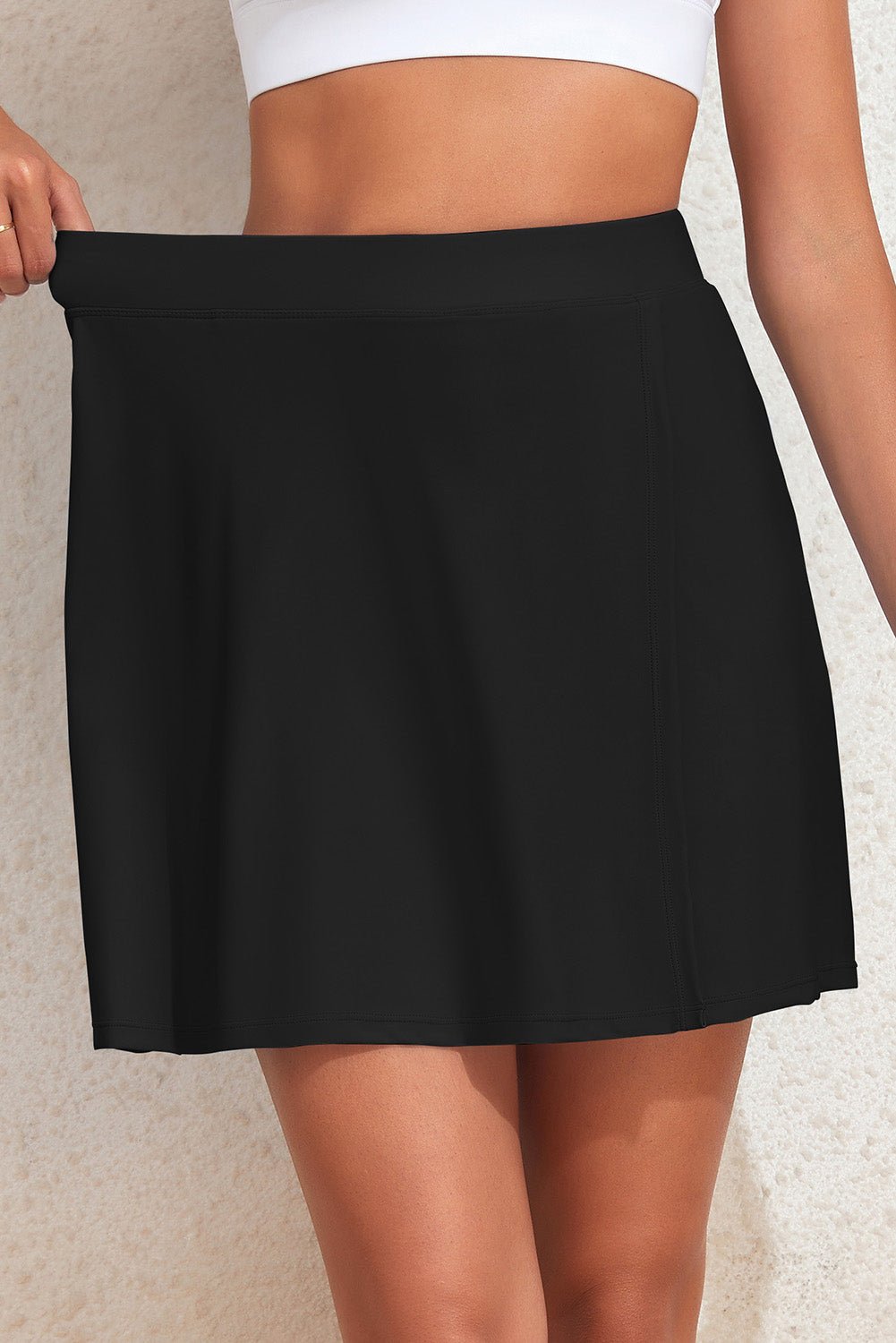 Slit Swim Skort with Pockets - Swim Dress - Black - Bella Bourget