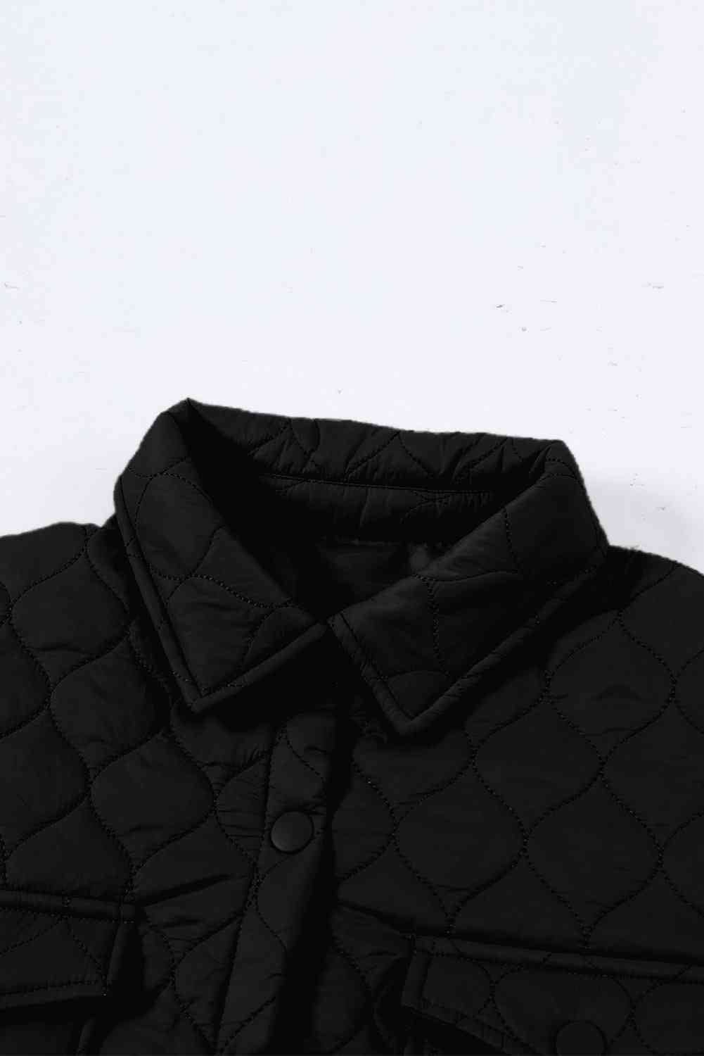 Snap Down Collared Winter Coat - Coat - Black - Bella Bourget