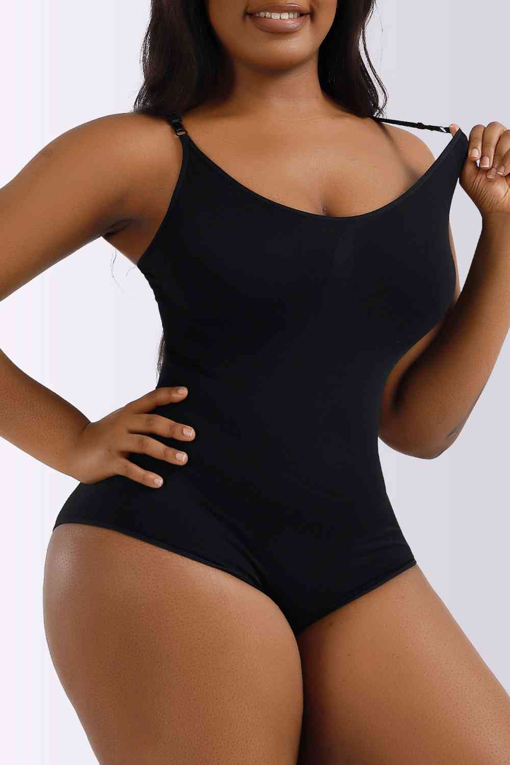 Spaghetti Strap Shaping Bodysuit - Bodysuit - Black - Bella Bourget