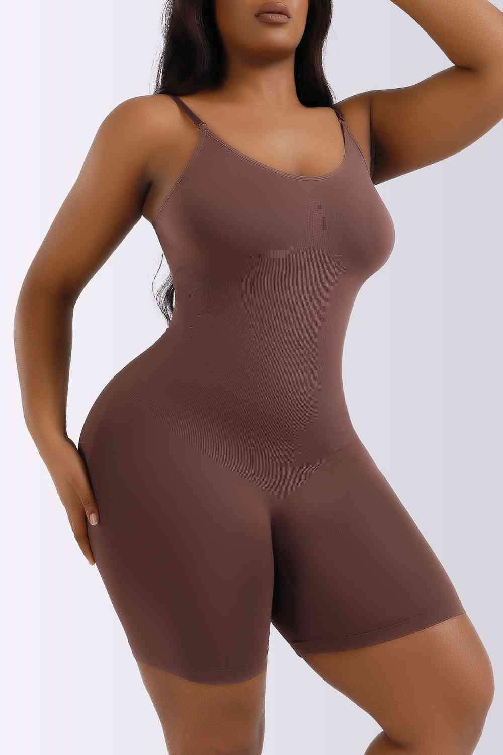 Spaghetti Strap Shaping Romper - Shapewear - Coffee Brown - Bella Bourget