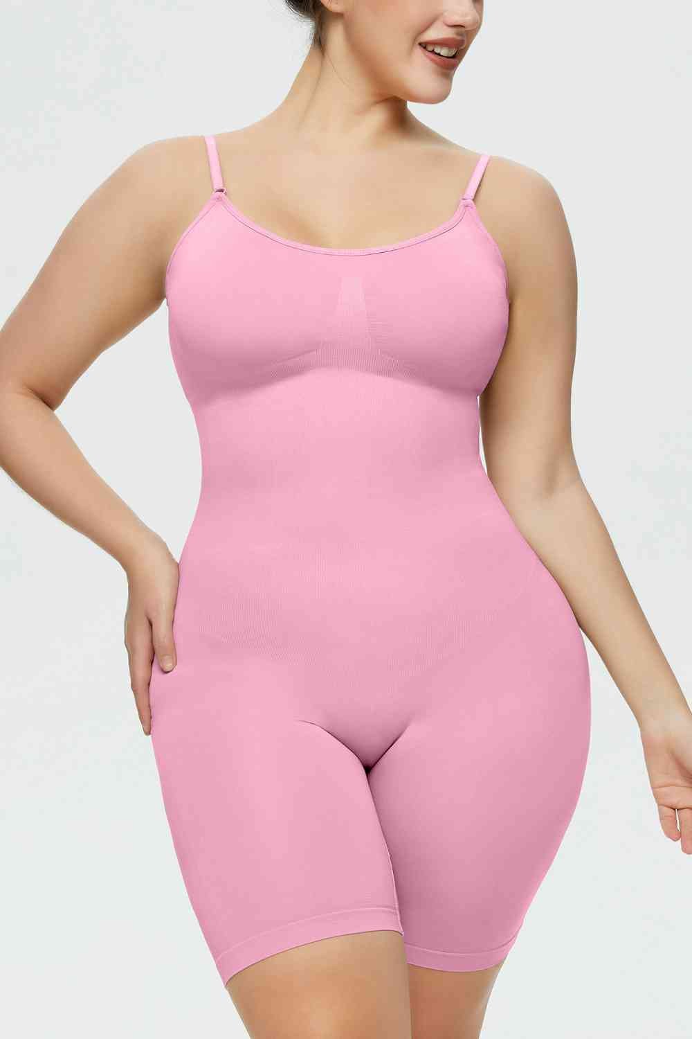 Spaghetti Strap Shaping Romper - Shapewear - Carnation Pink - Bella Bourget