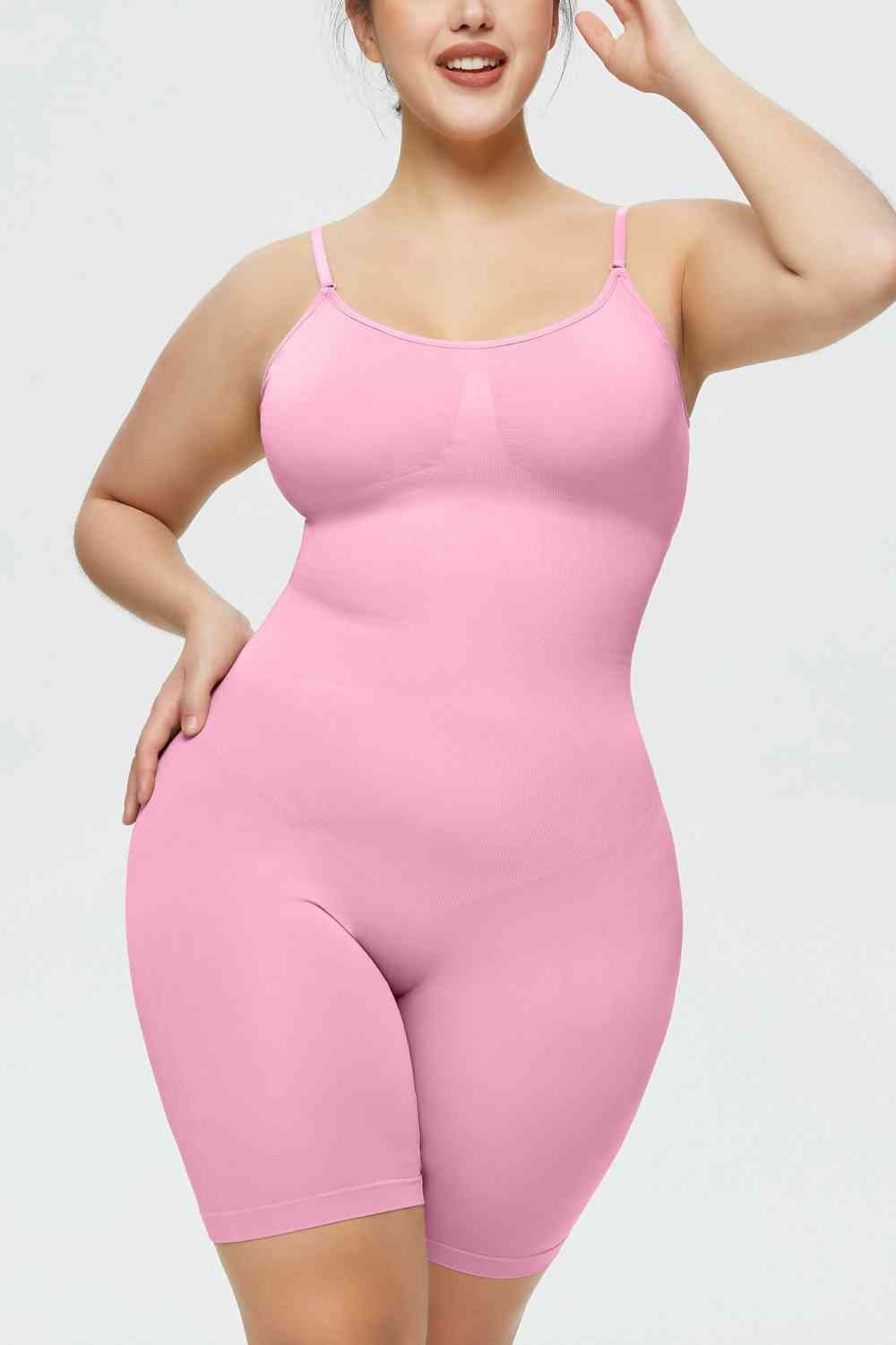 Spaghetti Strap Shaping Romper - Shapewear - Carnation Pink - Bella Bourget