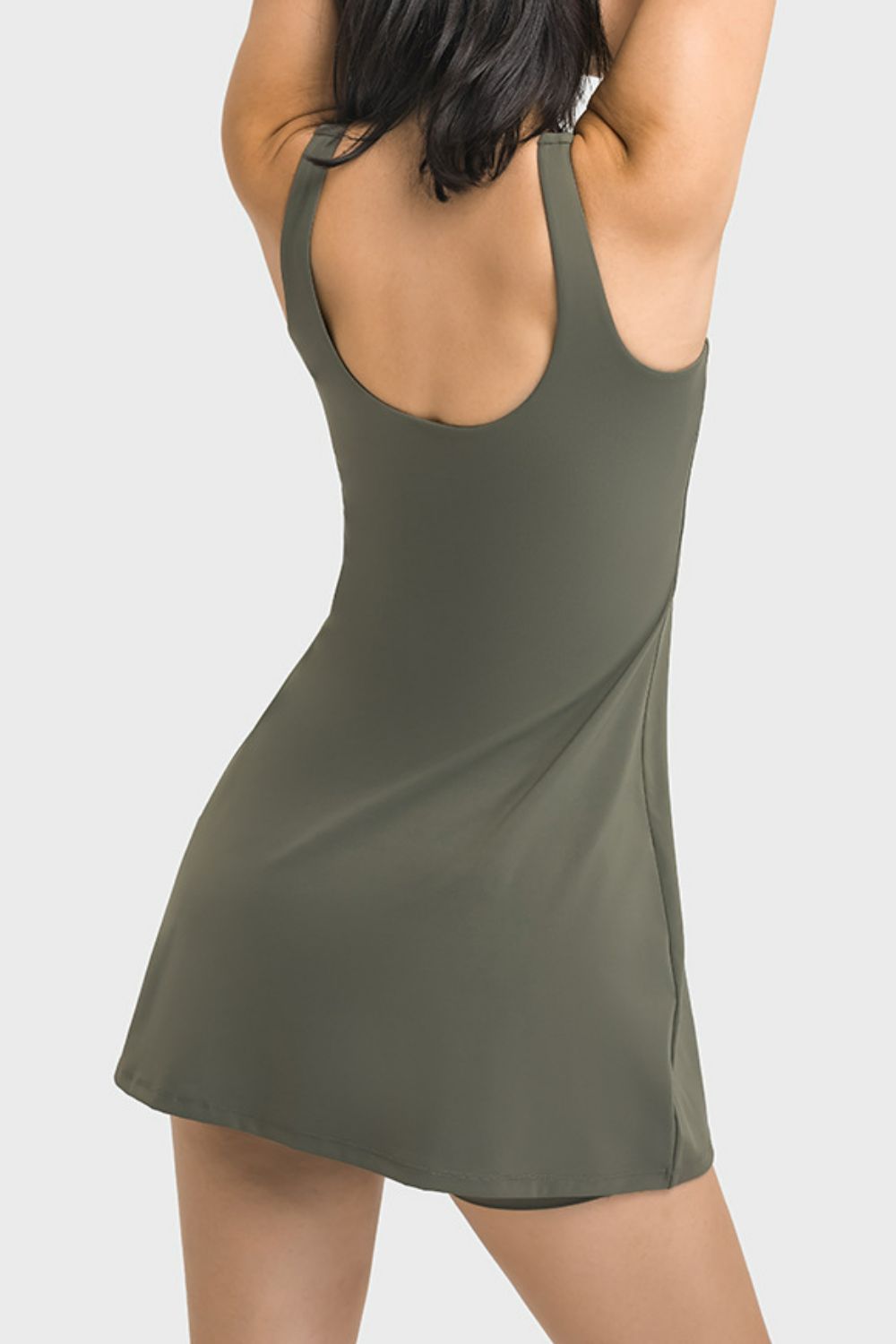 Square Neck Sports Tank Dress with Full Coverage Bottoms - Dress - Sage - Bella Bourget