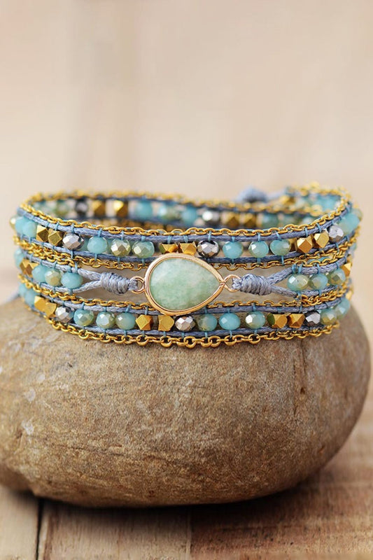 Teardrop Triple Layer Beaded Bracelet - Bracelets - Mint Blue - Bella Bourget