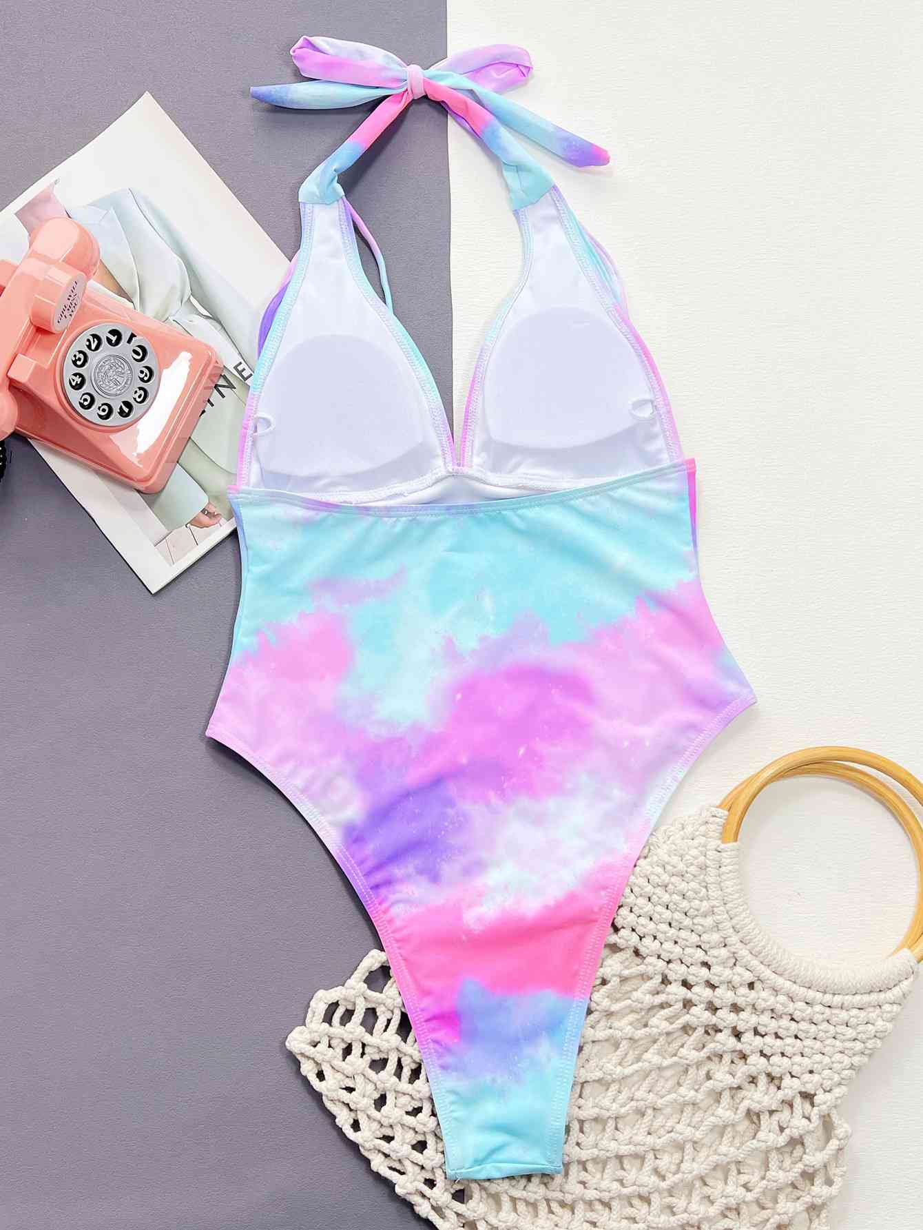 Tie - Dye Halter Neck One - Piece Swimsuit - One - Piece Swimsuit - Multicolor - Bella Bourget