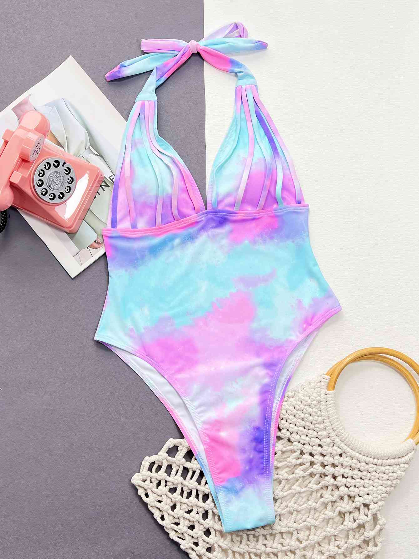 Tie - Dye Halter Neck One - Piece Swimsuit - One - Piece Swimsuit - Multicolor - Bella Bourget