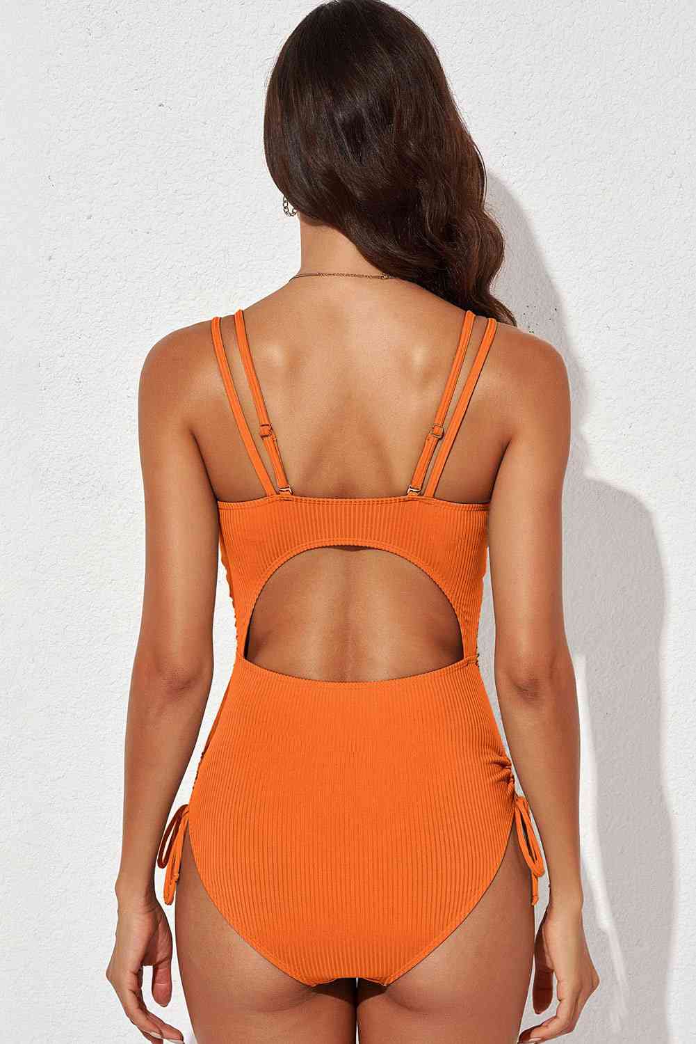 Tied Cutout Plunge One - Piece Swimsuit - One - Piece Swimsuit - Orange - Bella Bourget