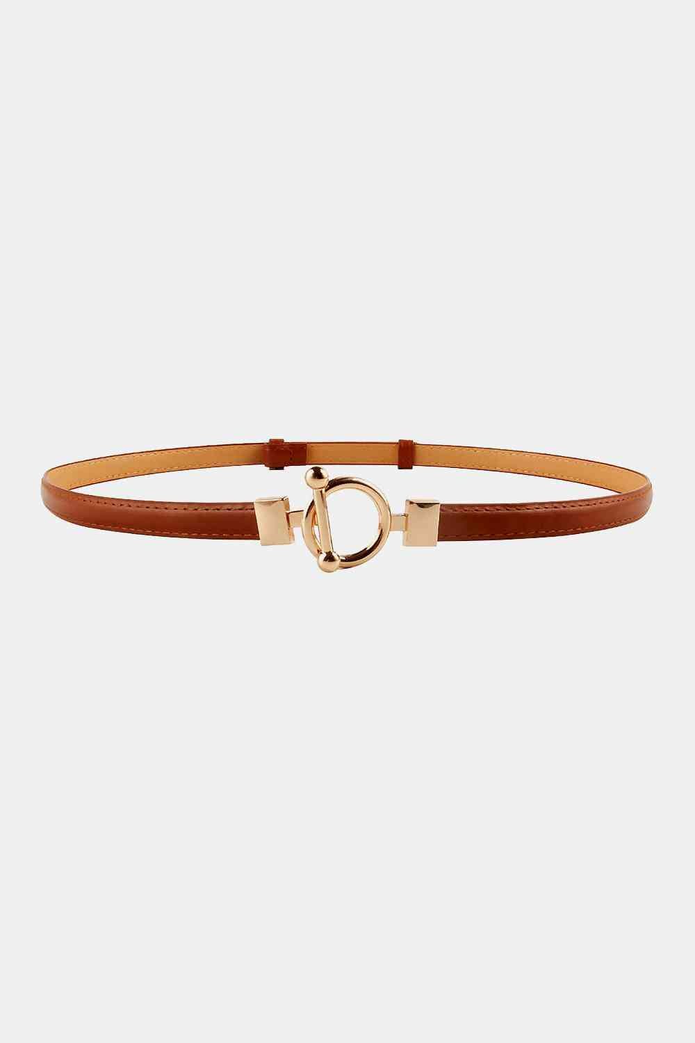 Toggle Buckle Skinny Belt - belt - Caramel - Bella Bourget