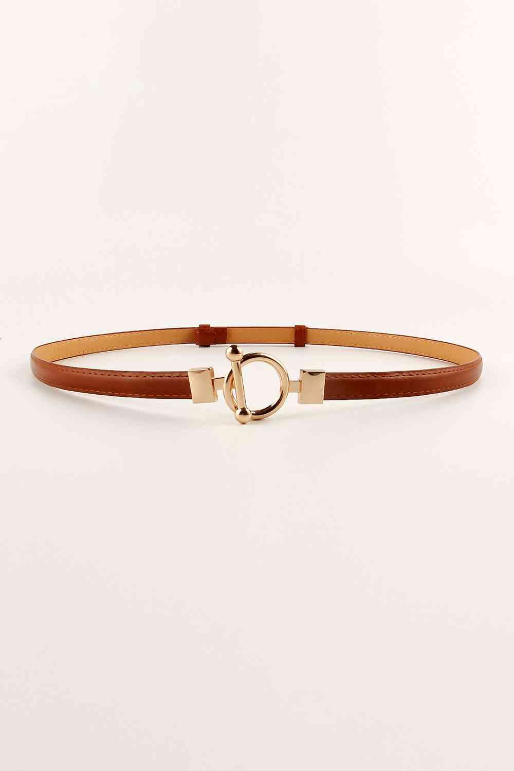 Toggle Buckle Skinny Belt - belt - Caramel - Bella Bourget