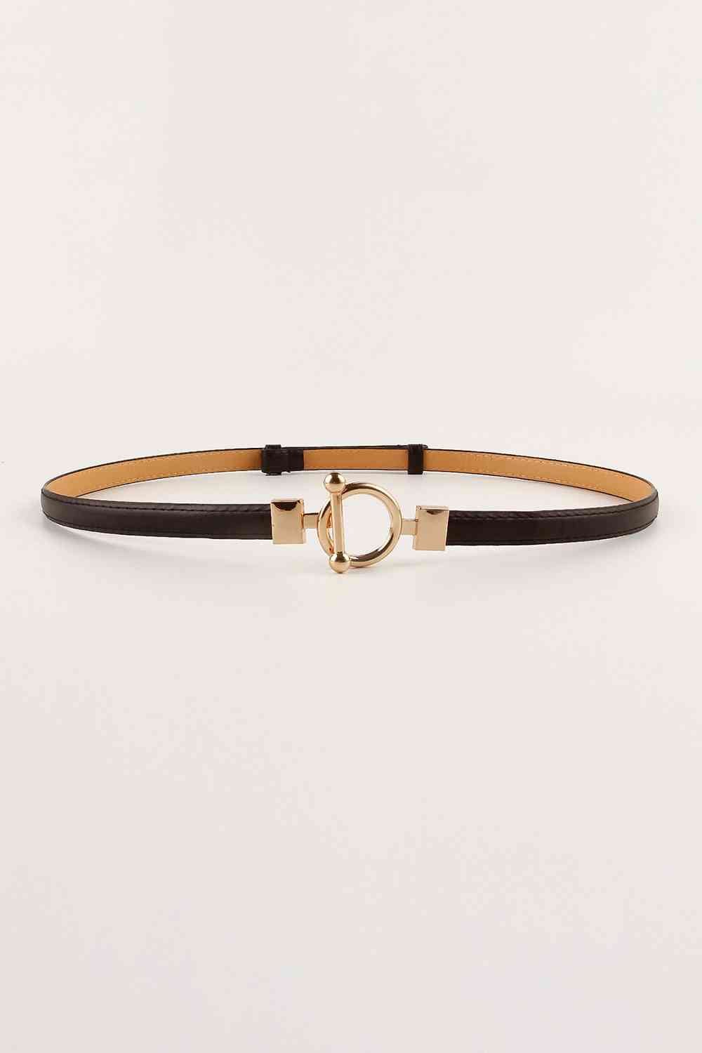 Toggle Buckle Skinny Belt - belt - Black - Bella Bourget