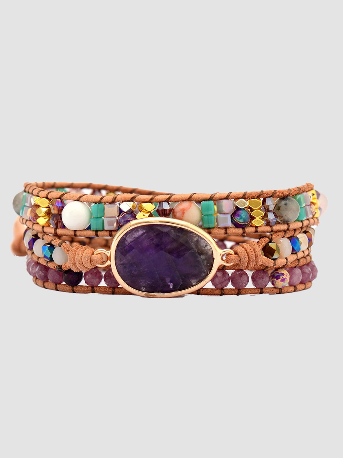 Triple - Layer Amethyst Bracelet - Bracelets - Plum - Bella Bourget